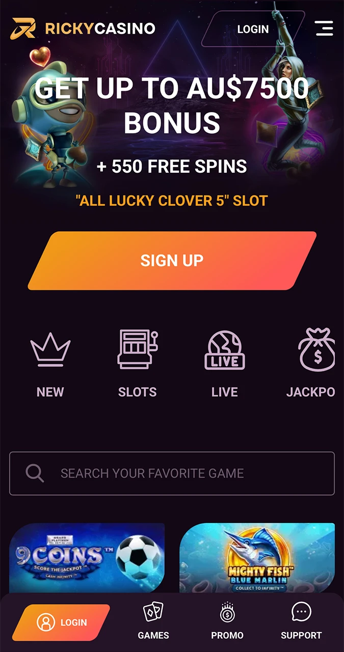 Visit the Ricky Casino website to install the app.