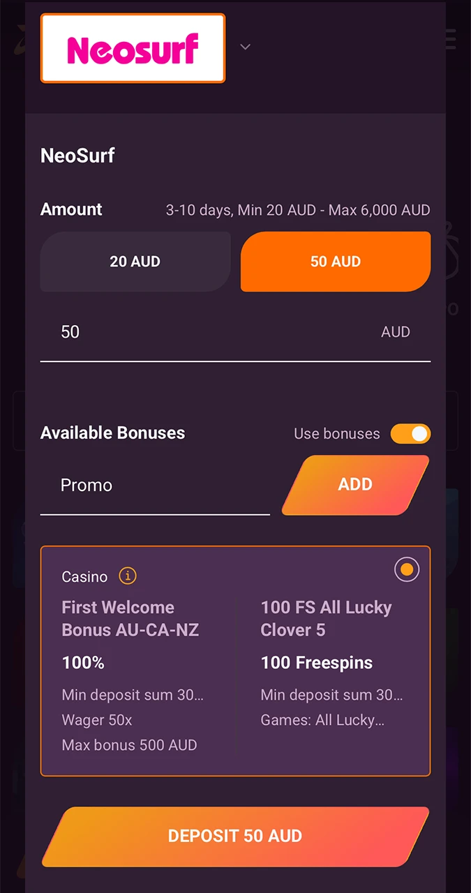 Complete the deposit and wait for the funds to be credited to your Ricky Casino account.