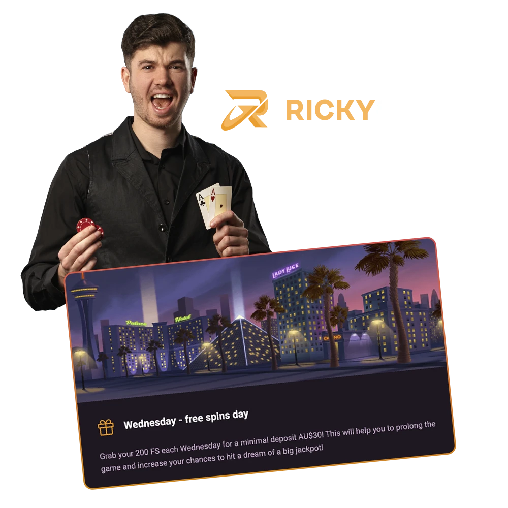 Get the chance to try out the slots with a bonus from Ricky Casino.