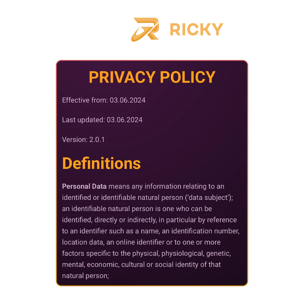 Ricky Casino has a high level of data protection for all users.