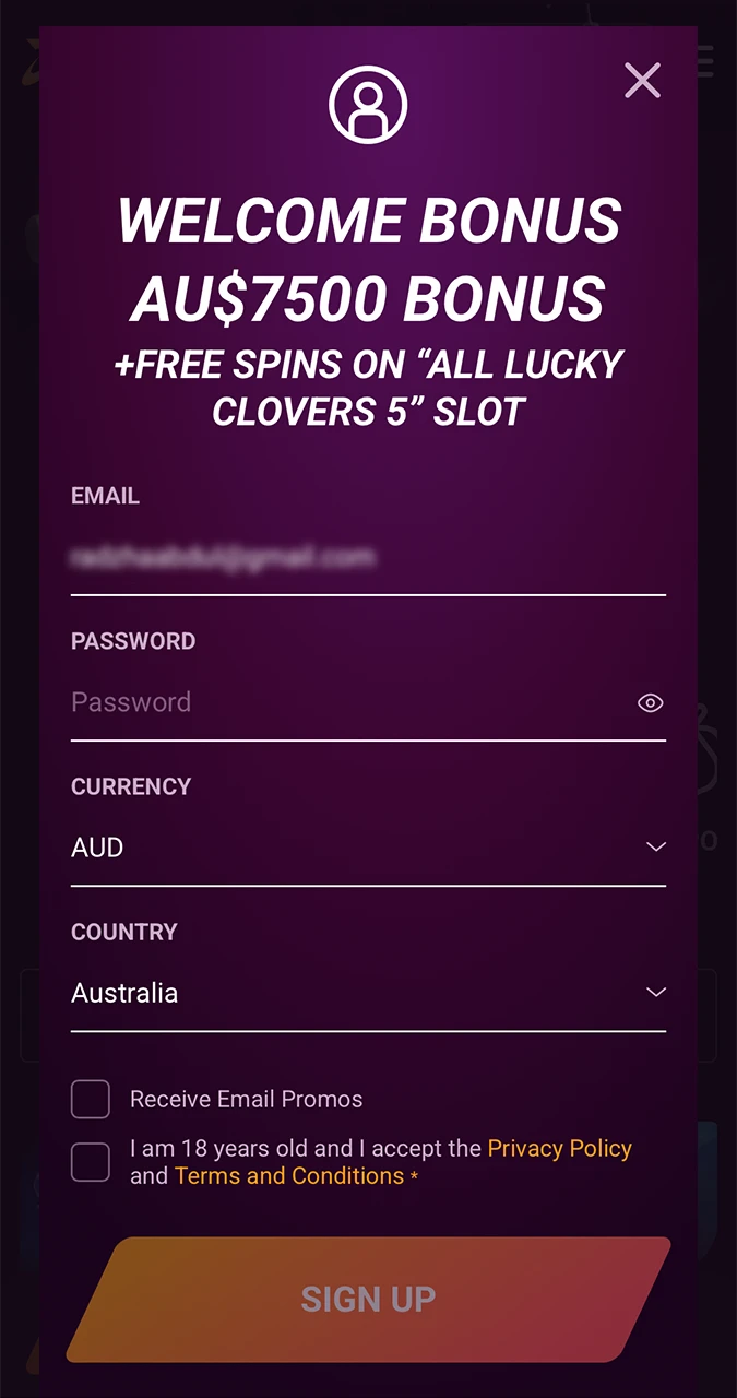 To start playing roulette from Ricky Casino you need to register an account.