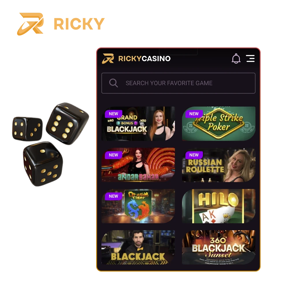 Show off your skills with table games from Ricky Casino.