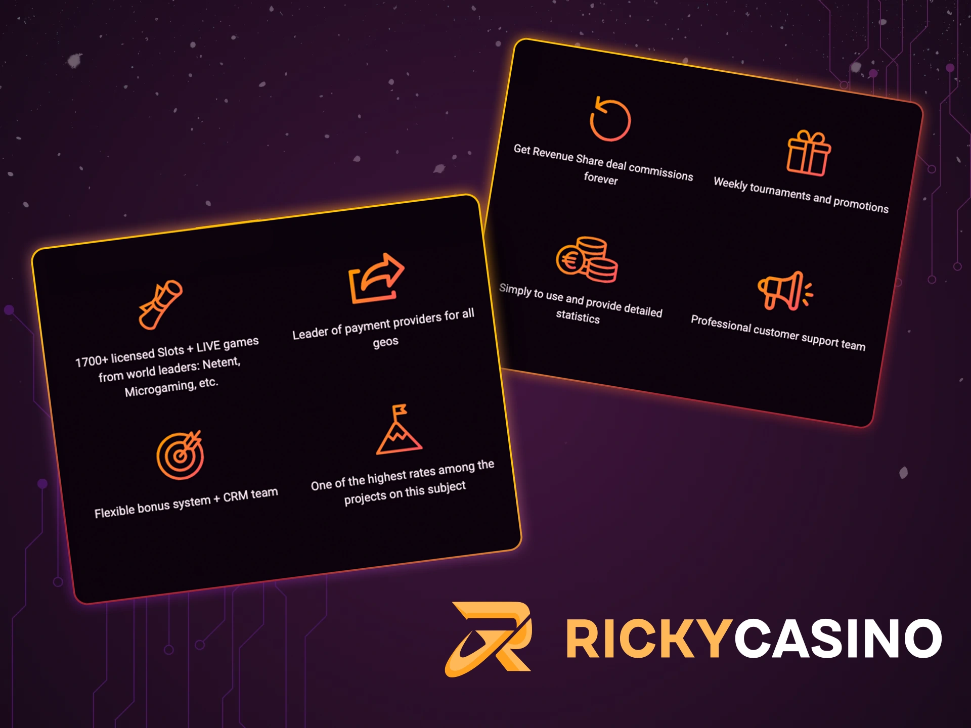 Get plenty of benefits with Ricky Casino's Affiliate program.