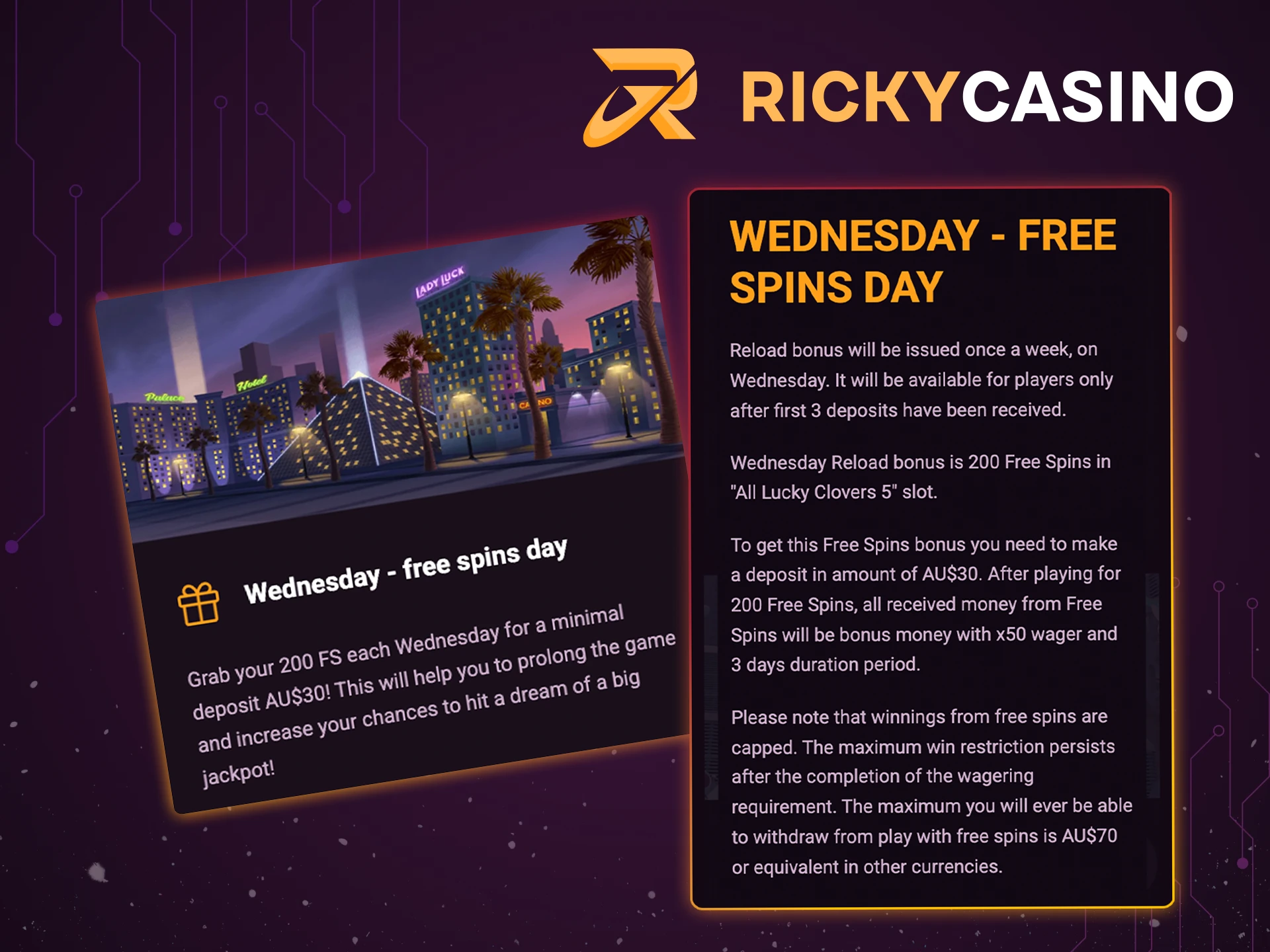 Wednesday is free spins day for Ricky Casino users.