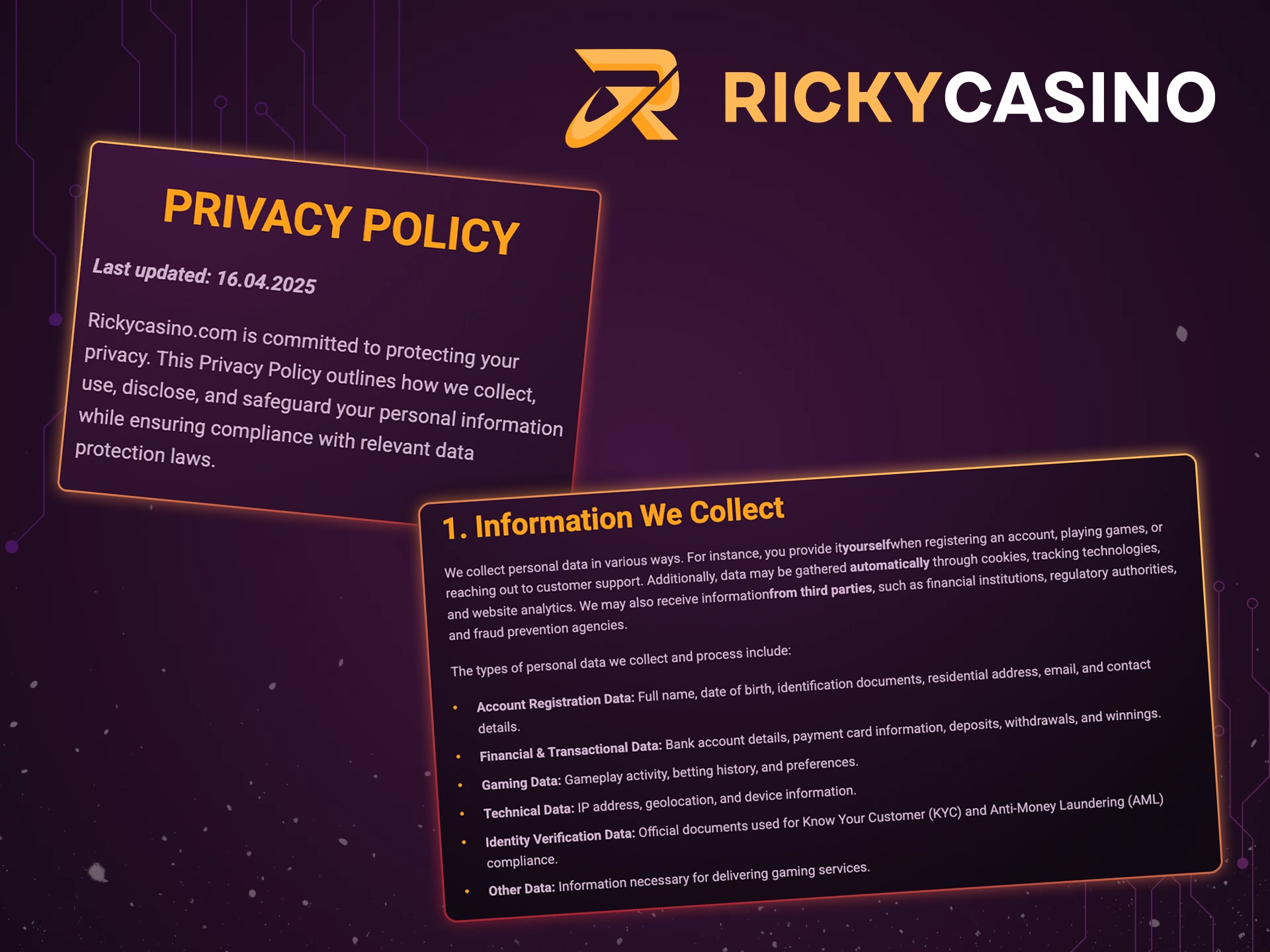 Ricky Casino takes user privacy policies seriously.