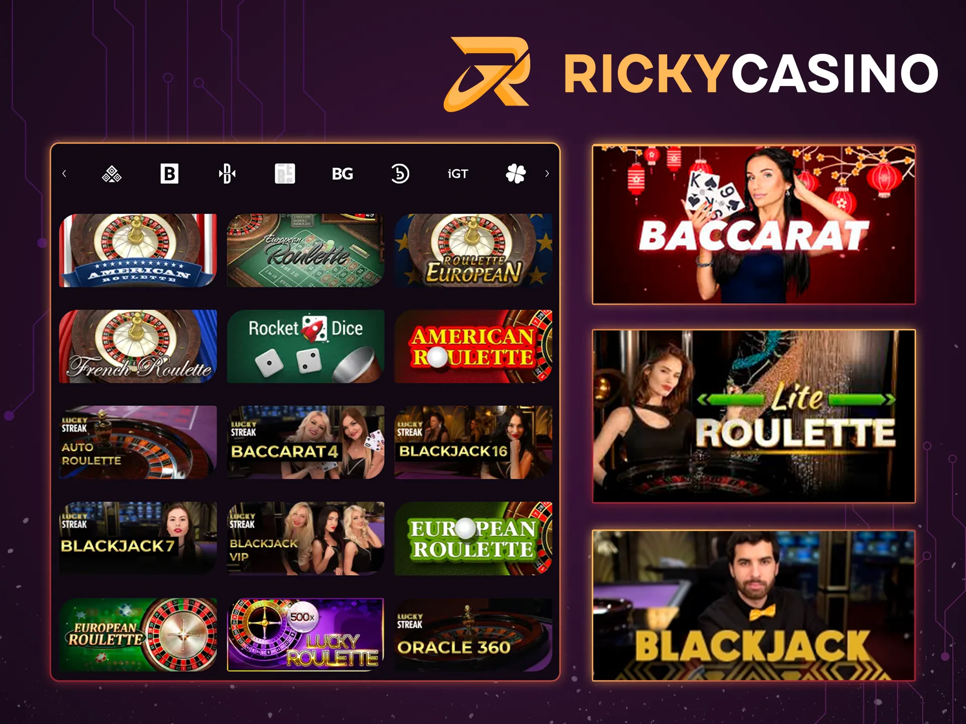 Find your favorite game for you among the popular ones at Ricky Casino.