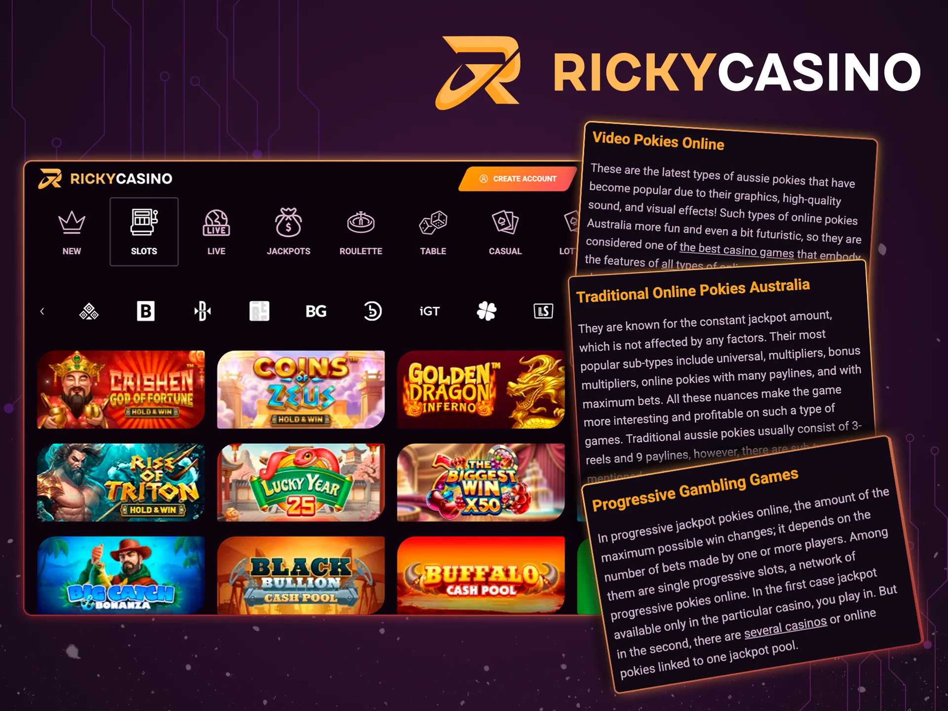 Get to know the types of slot games at Ricky Casino.