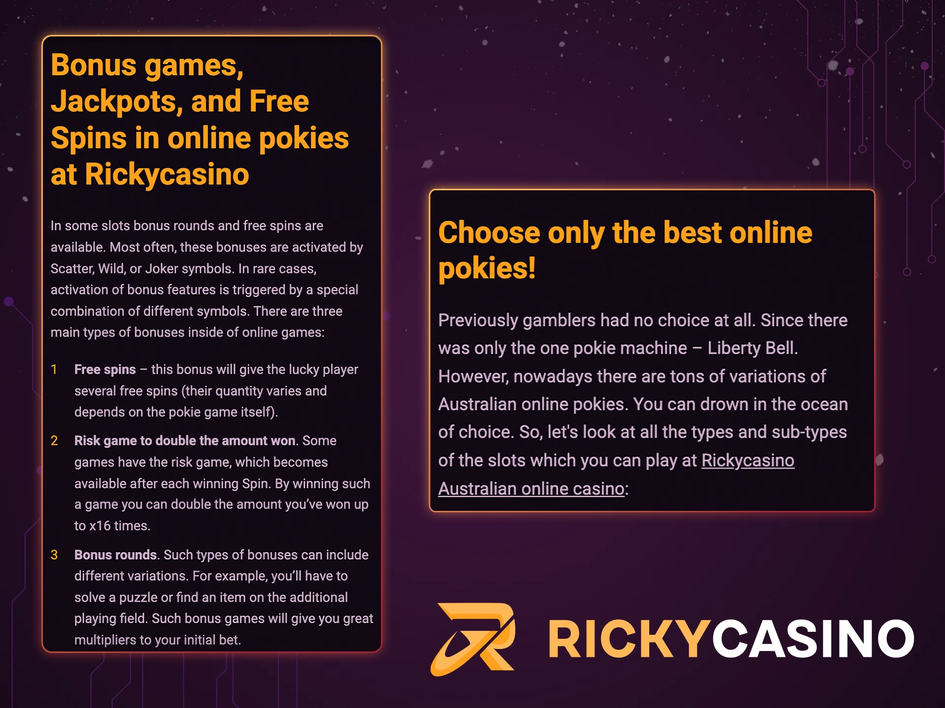 Take some advice on choosing slot games at Ricky Casino.