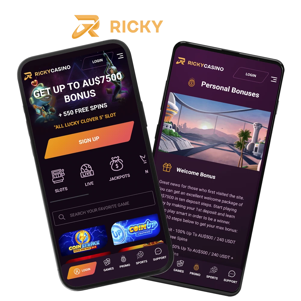 Use the fast and innovative Ricky Casino app.